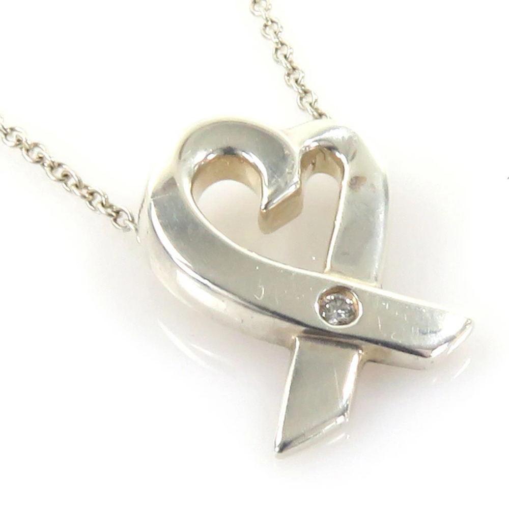 Tiffany Co Loving Heart Necklace Sterling Silver Diamond